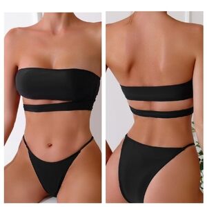 Cut Out Tube Top Cheeky Bikini Sets Swimwear